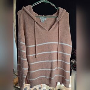 #18 Rachel Zoe Blush and White Striped V-Neck Sweater